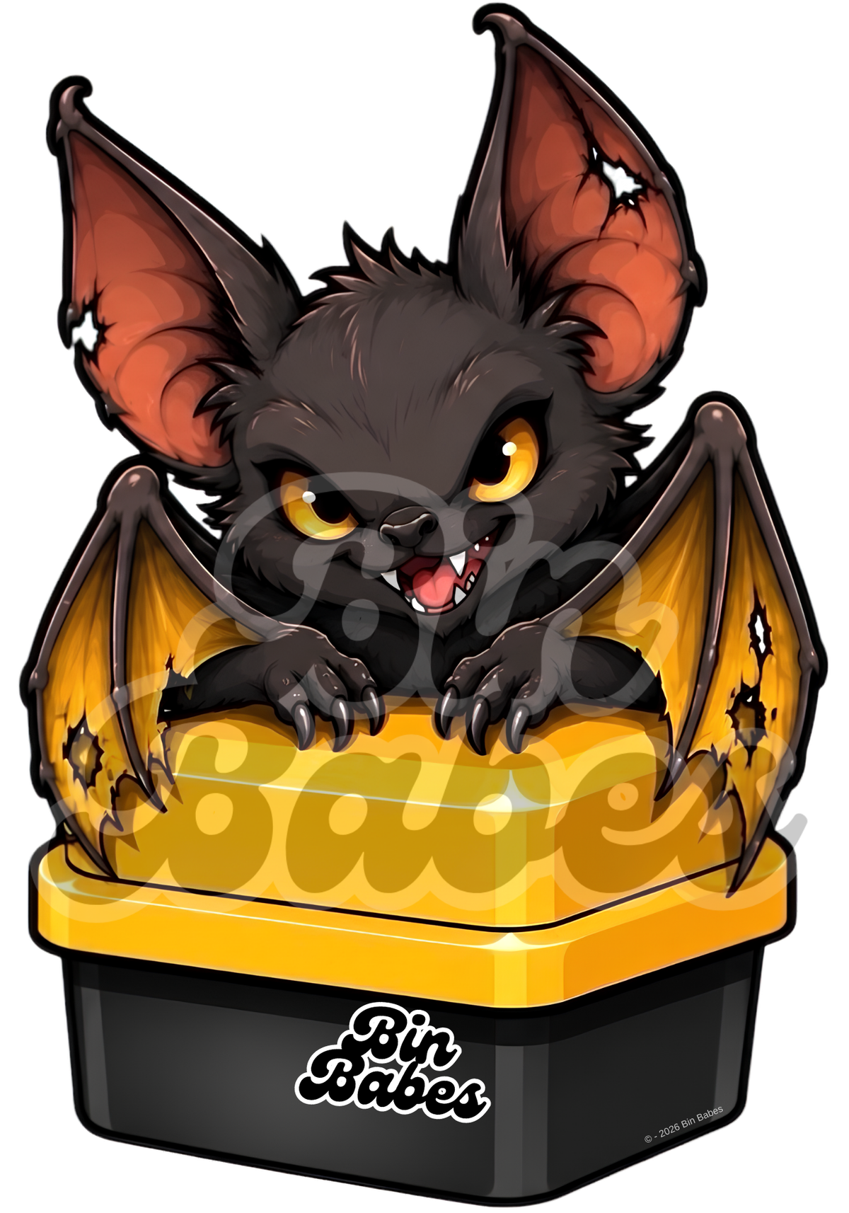 Scary Bat Bin Sticker
