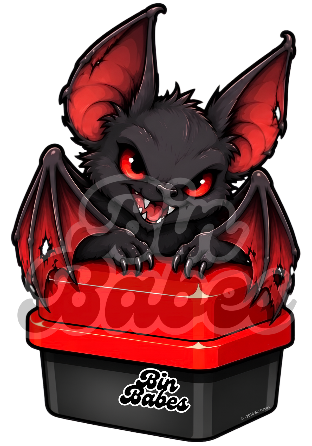 Scary Bat Bin Sticker