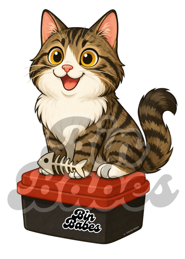 Tabby Cat – Red Bin Sticker