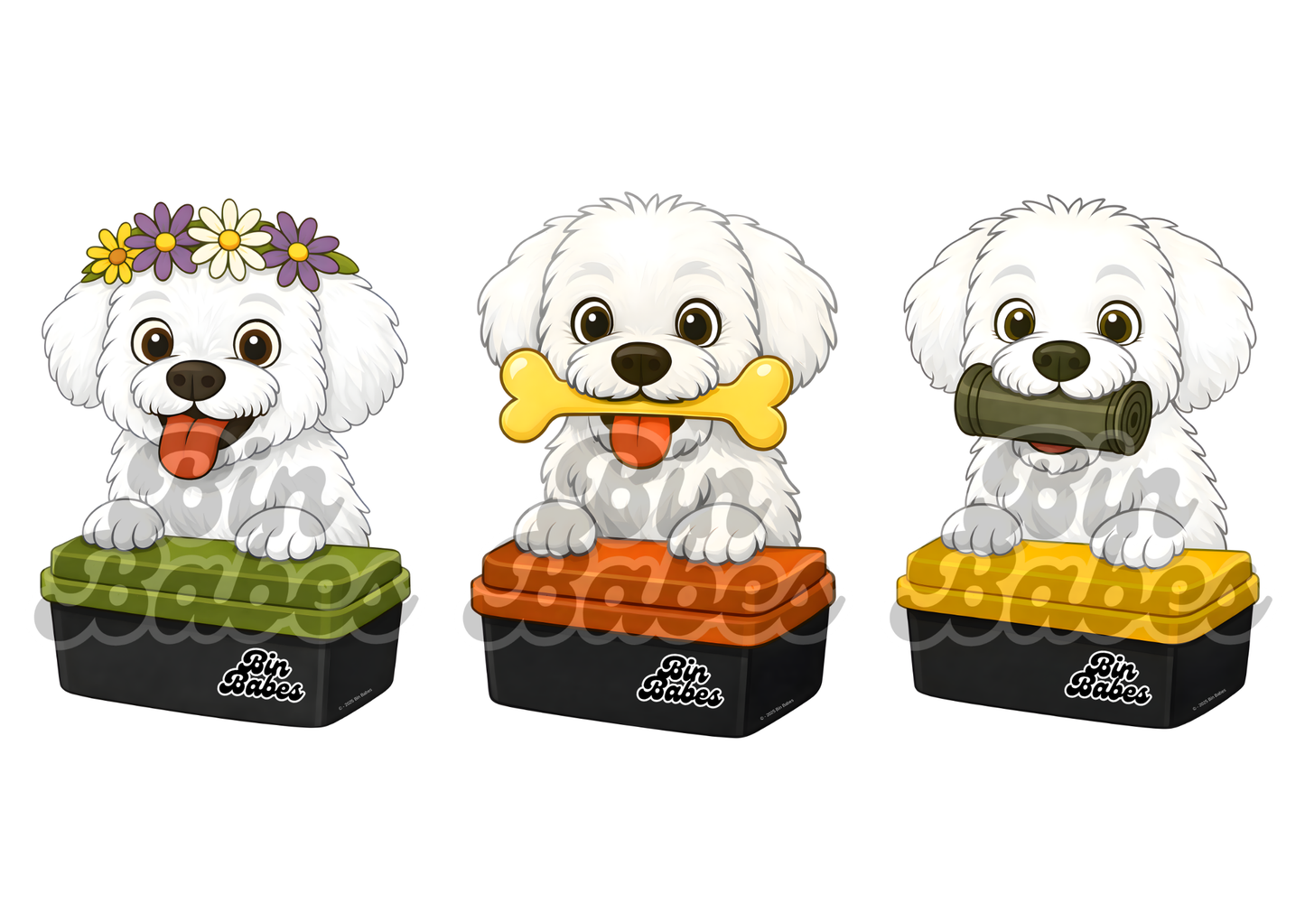 Maltese – Bin Sticker Trio