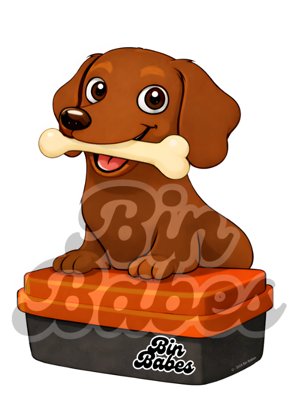 Dachshund – Red Bin Sticker - Choose Your Coat Colour