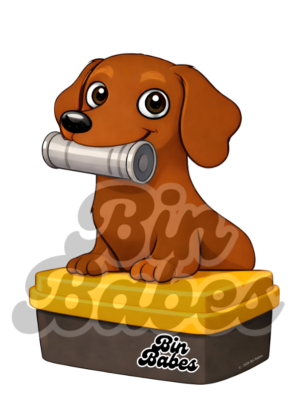 Dachshund – Yellow Bin Sticker - Choose Your Coat Colour