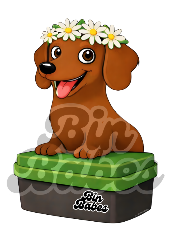 Dachshund – Green Bin Sticker - Choose Your Coat Colour