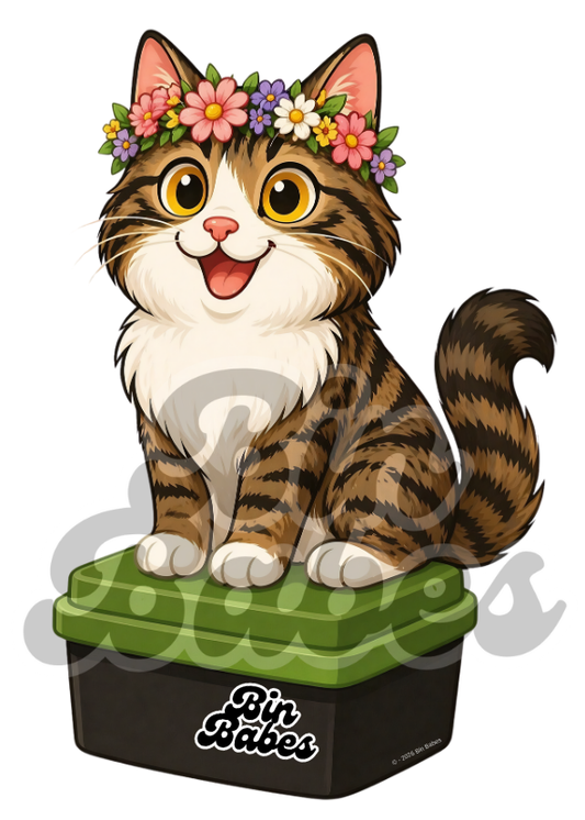 Tabby Cat – Green Bin Sticker