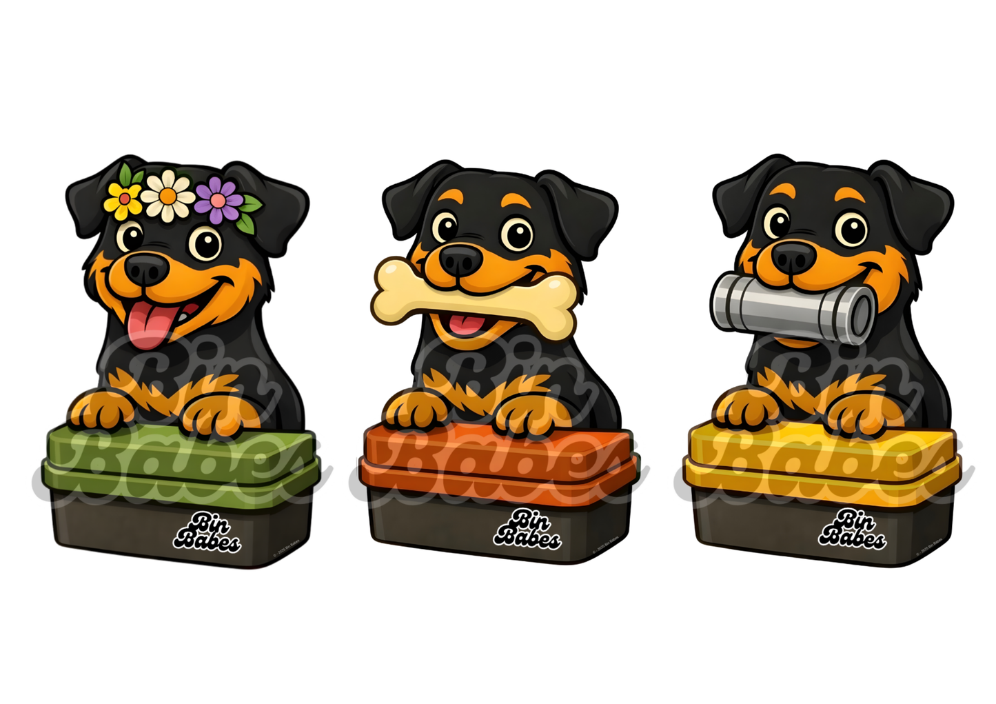 Rottweiler – Bin Sticker Trio