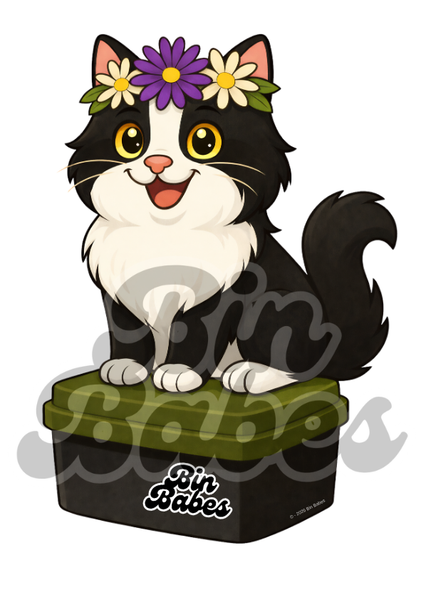 Tuxedo Cat – Green Bin Sticker