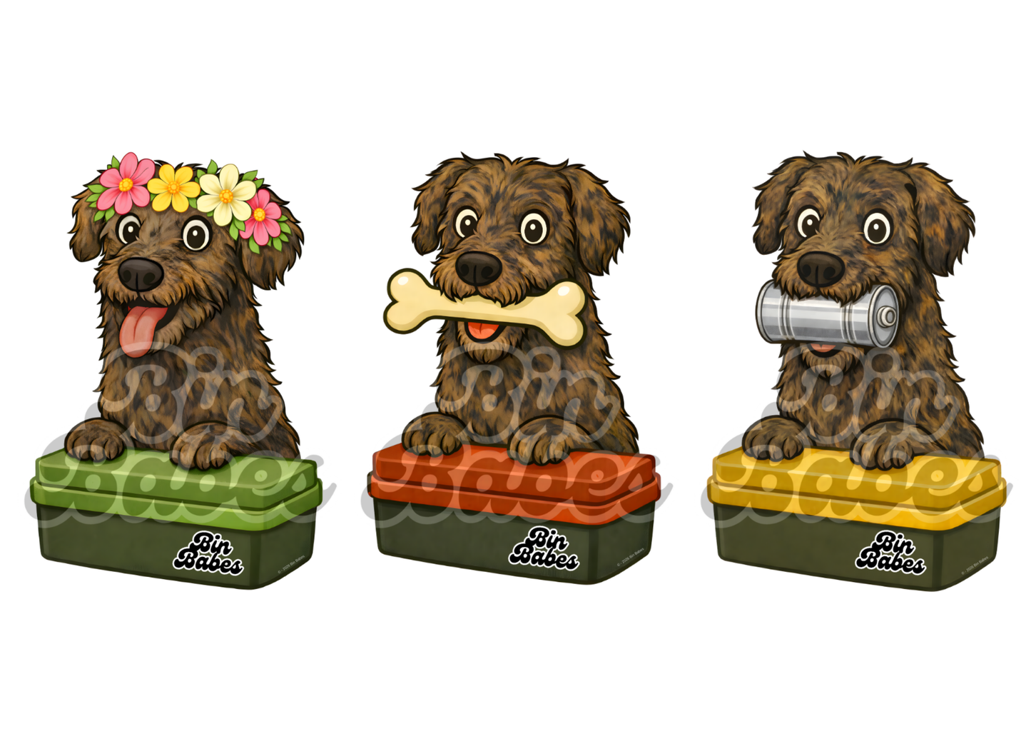 Irish Wolfhound – Bin Sticker Trio - Choose Your Coat Colour