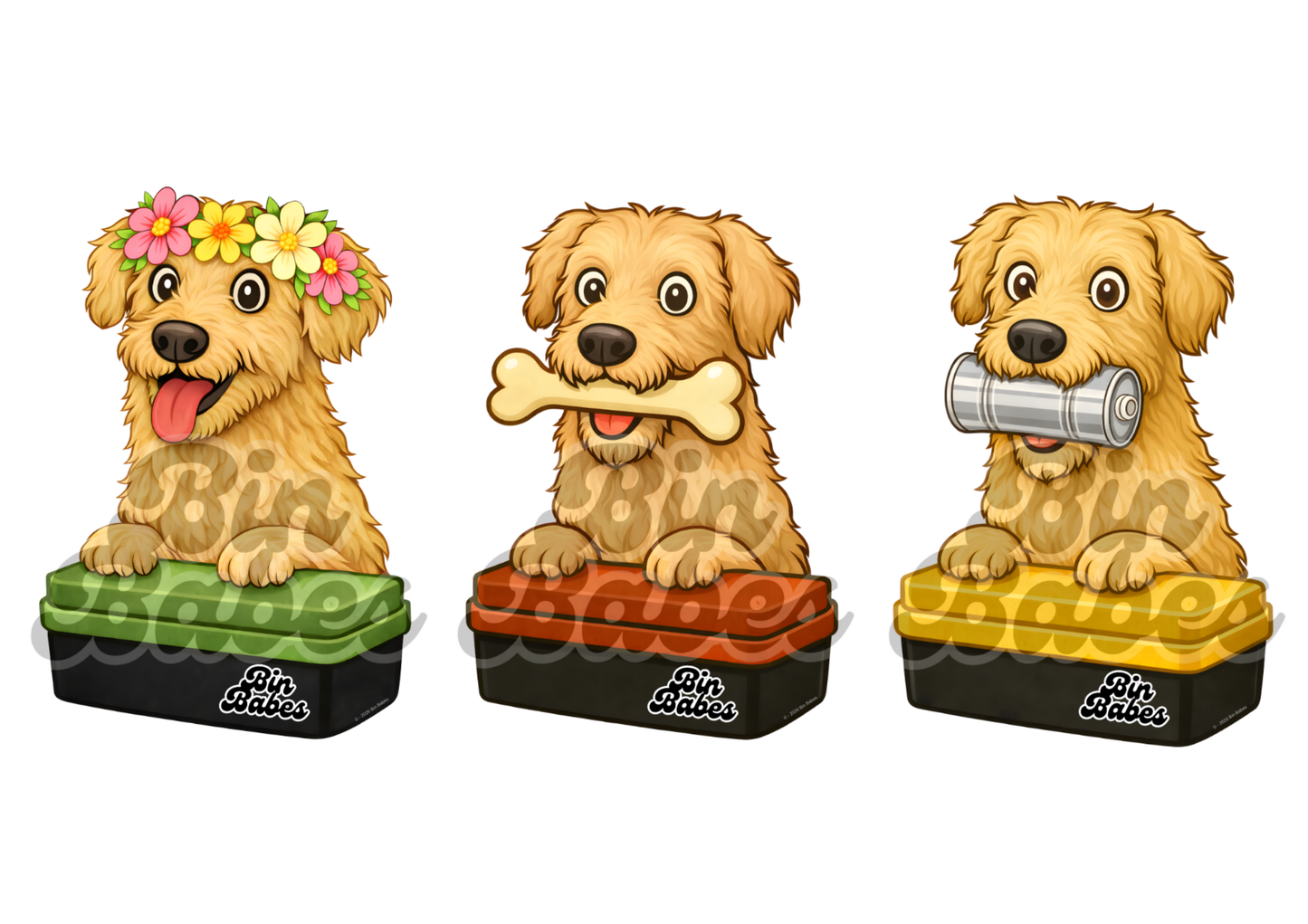 Irish Wolfhound – Bin Sticker Trio - Choose Your Coat Colour
