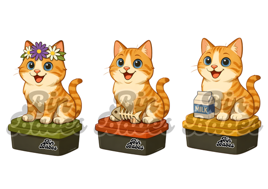 Ginger Cat – Bin Sticker Trio