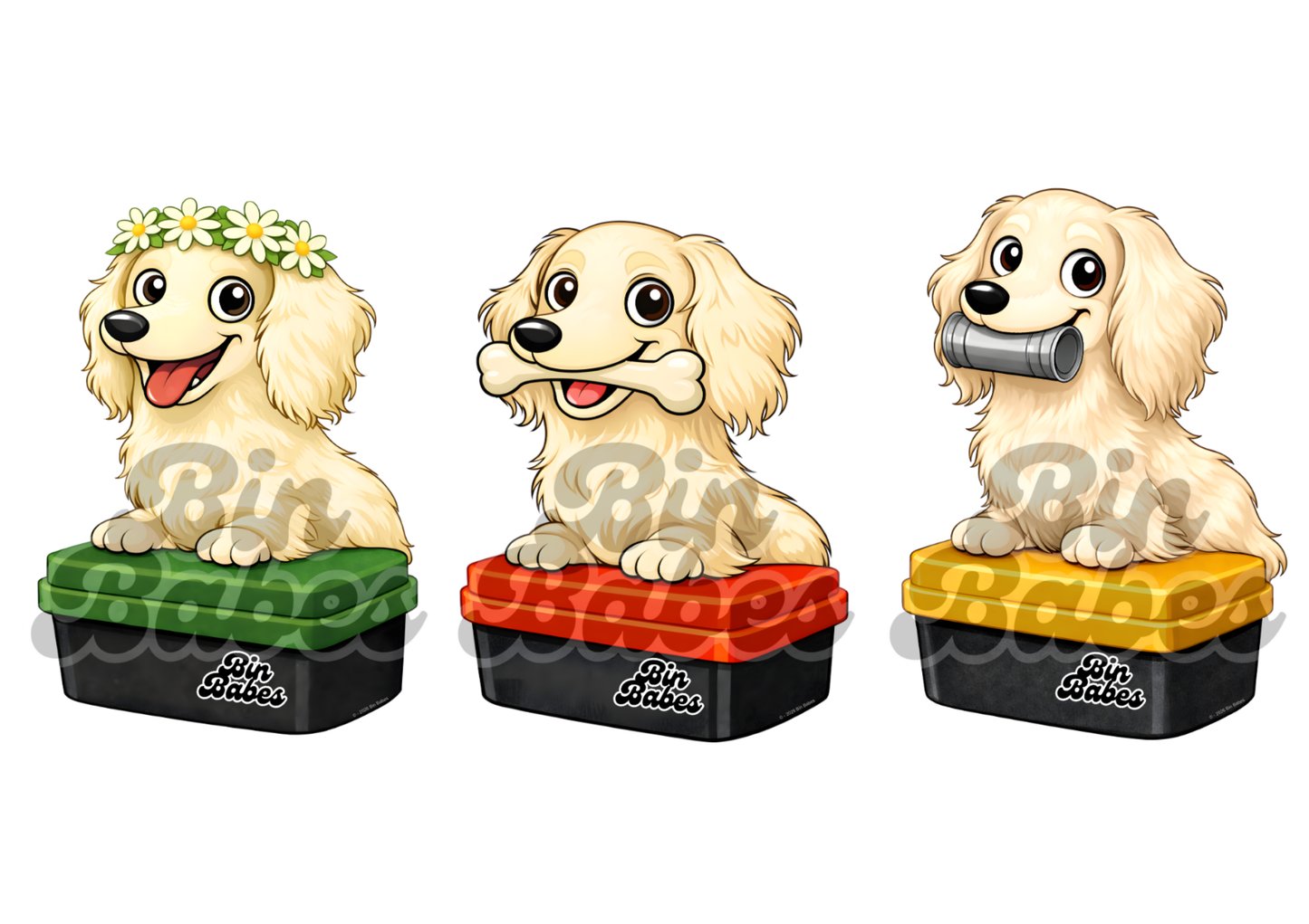 Dachshund – Bin Sticker Trio - Choose Your Coat Colour