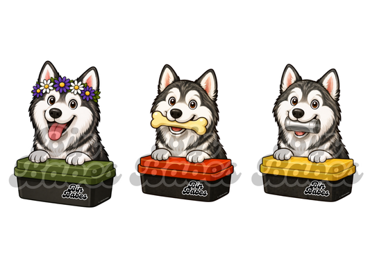 Alaskan Malamute – Bin Sticker Trio