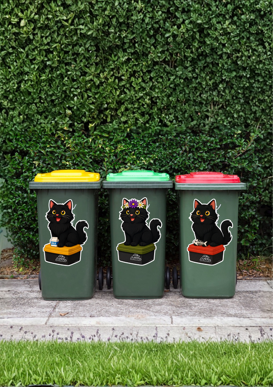 Black Cat – Bin Sticker Trio
