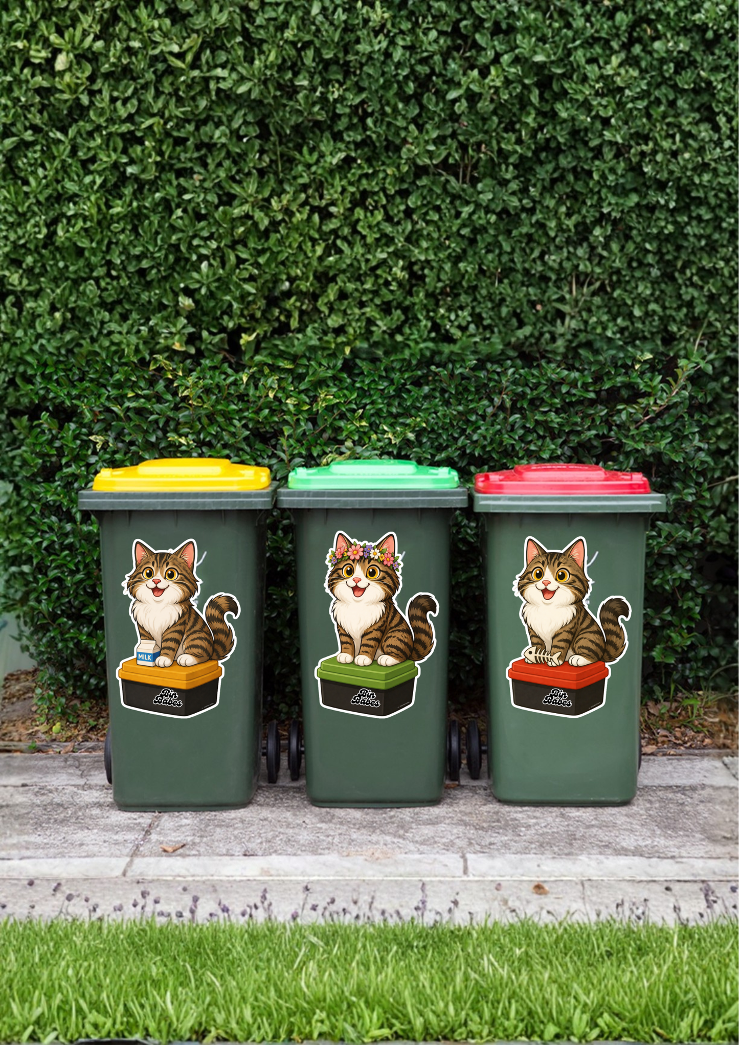 Tabby Cat – Bin Sticker Trio
