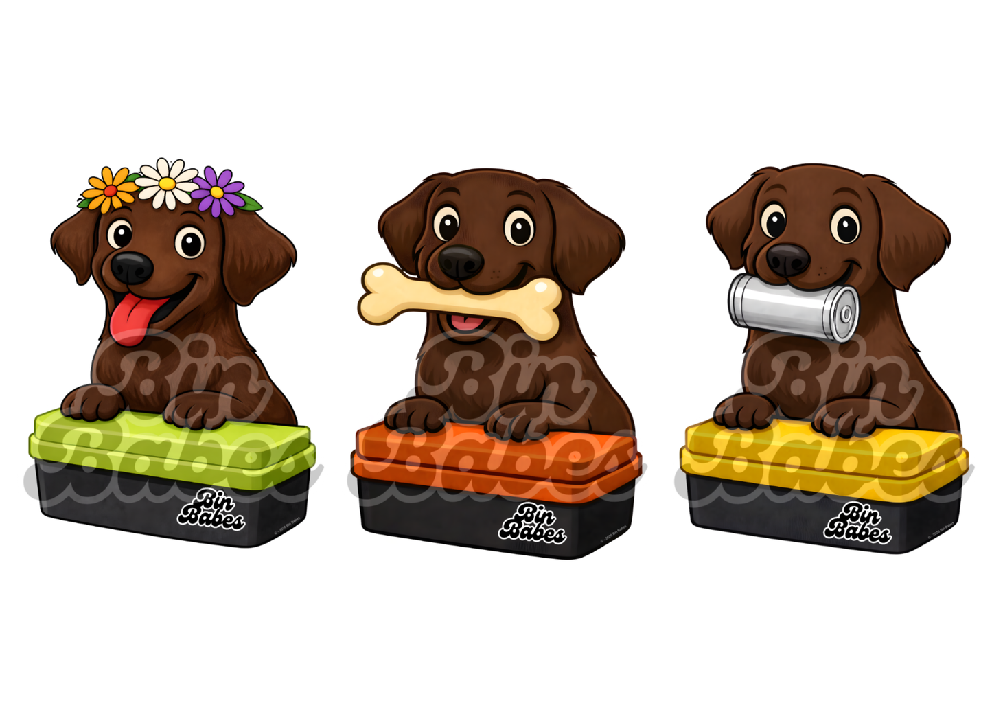 Labrador – Bin Sticker Trio - Choose Your Coat Colour