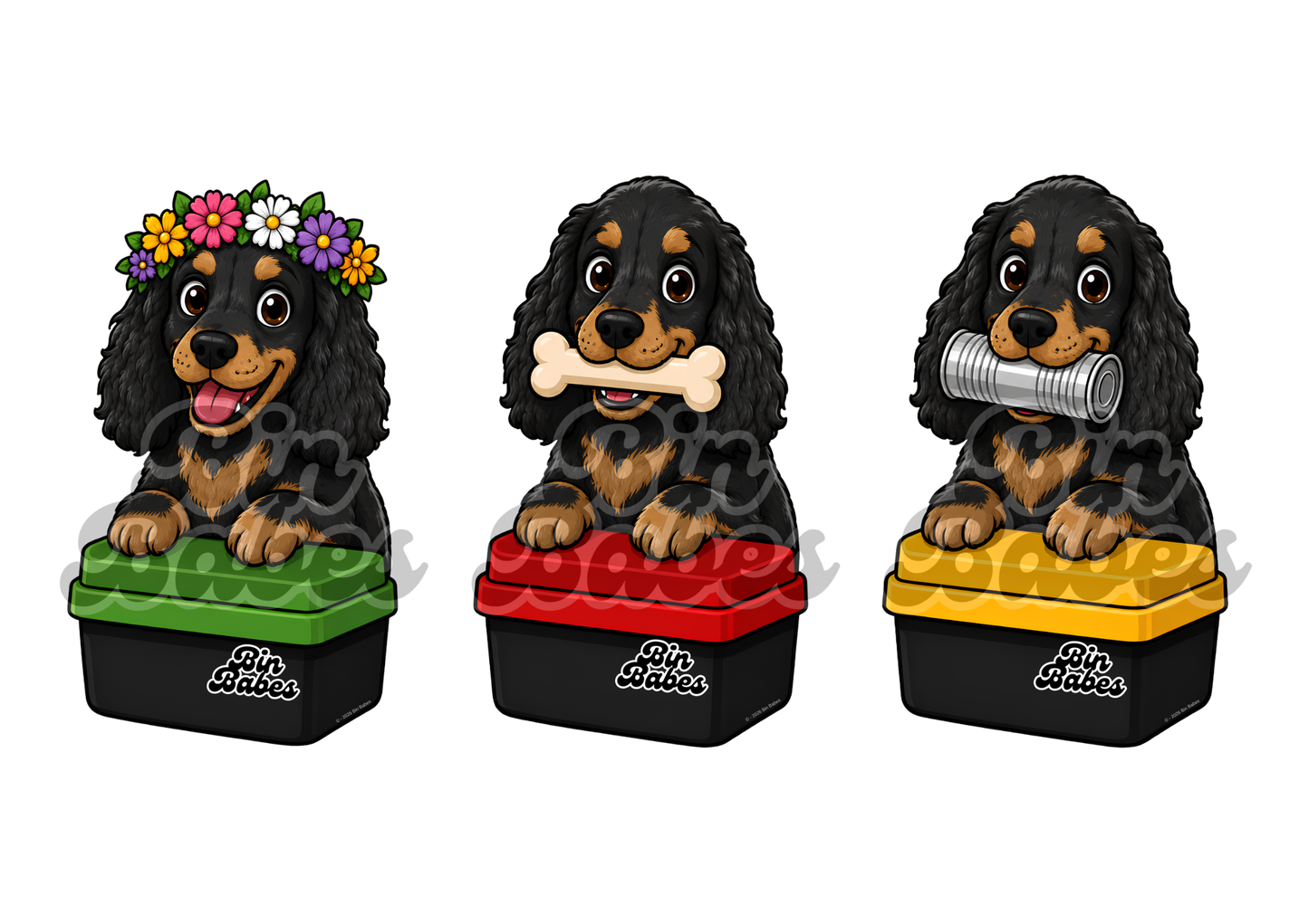 Cocker Spaniel – Bin Sticker Trio - Choose Your Coat Colour