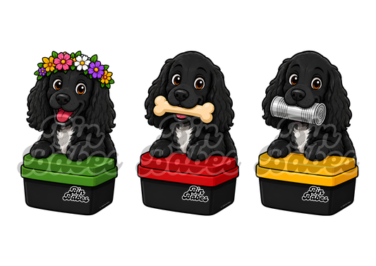 Cocker Spaniel – Bin Sticker Trio - Choose Your Coat Colour