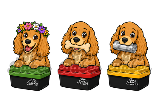 Cocker Spaniel – Bin Sticker Trio - Choose Your Coat Colour