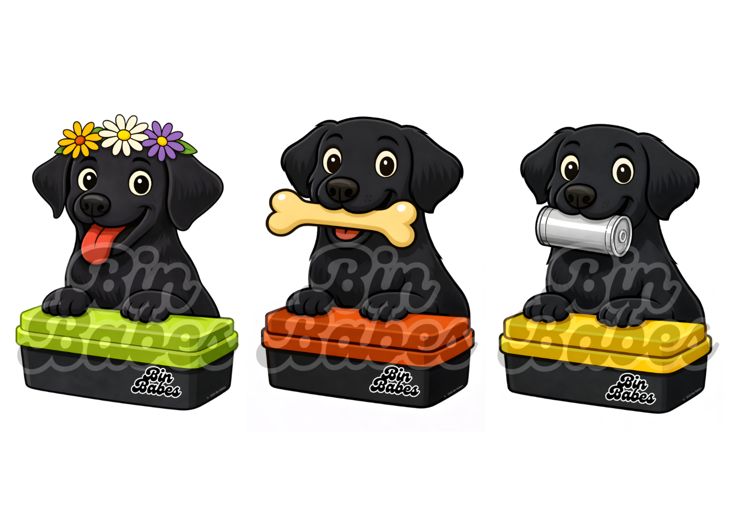 Labrador – Bin Sticker Trio - Choose Your Coat Colour