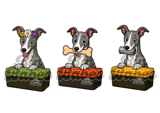 Greyhound – Bin Sticker Trio - Choose Your Coat Colour