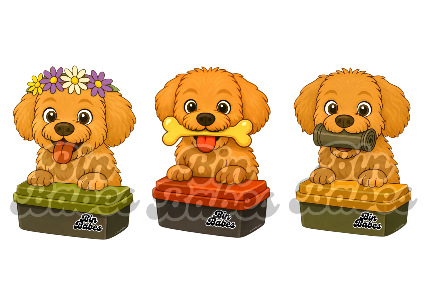 Cavoodle – Bin Sticker Trio - Choose Your Coat Colour