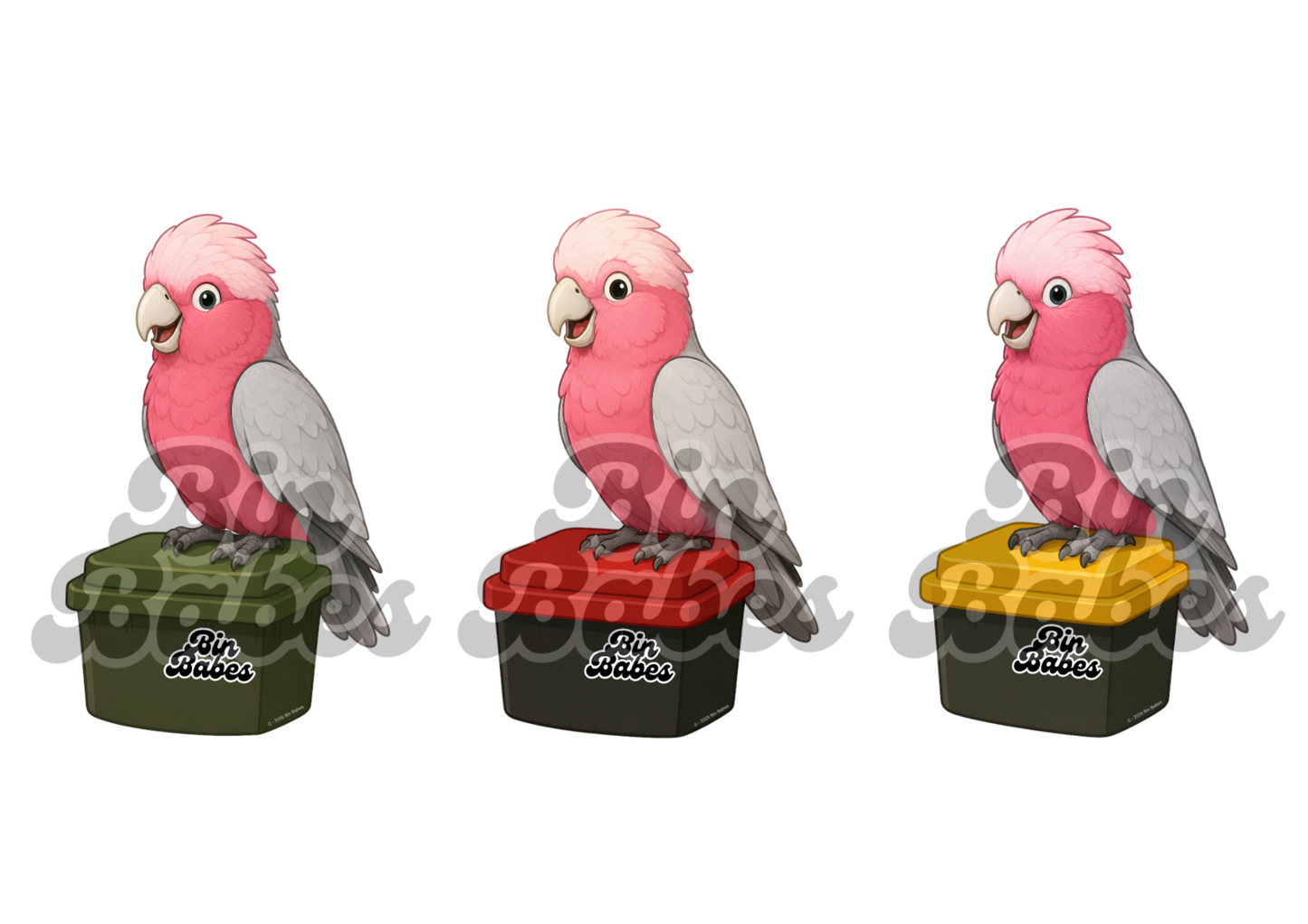 Galah – Bin Sticker Trio