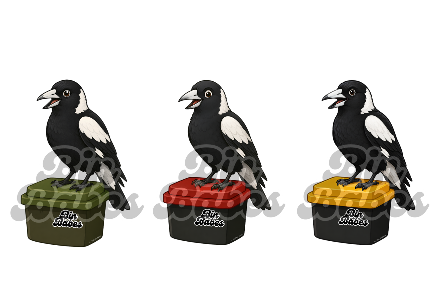Magpie – Bin Sticker Trio
