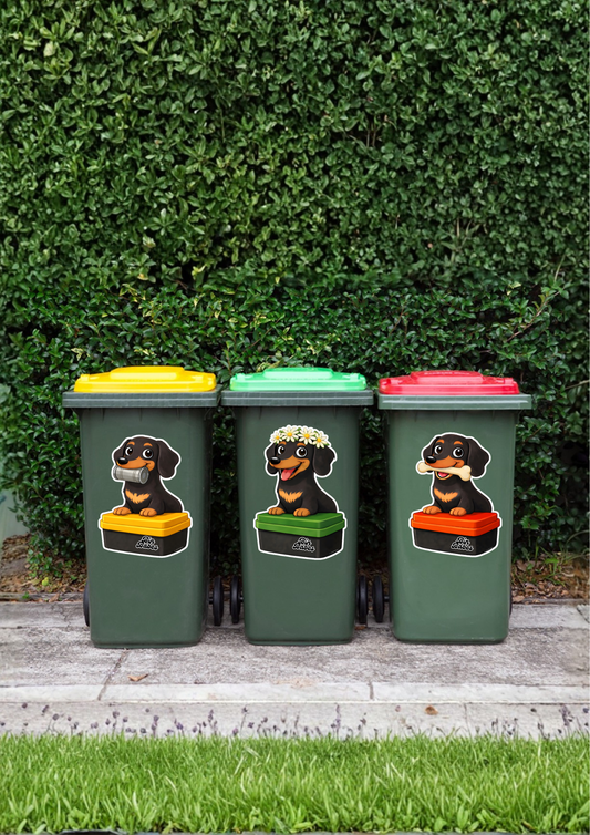Dachshund – Bin Sticker Trio - Choose Your Coat Colour