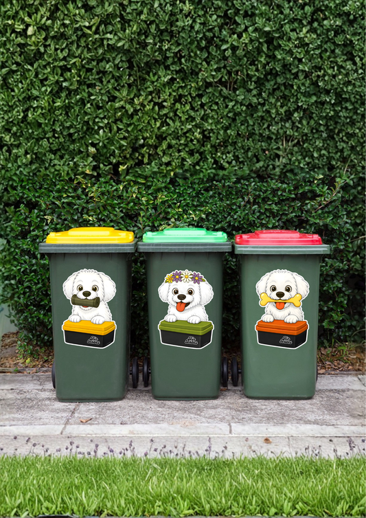 Maltese – Bin Sticker Trio