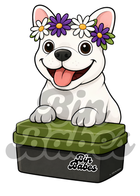 French Bulldog (Frenchie) – Green Bin Sticker - Choose Your Coat Colour