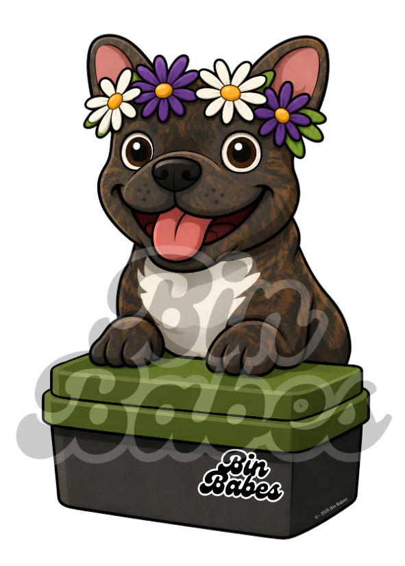 French Bulldog (Frenchie) – Green Bin Sticker - Choose Your Coat Colour