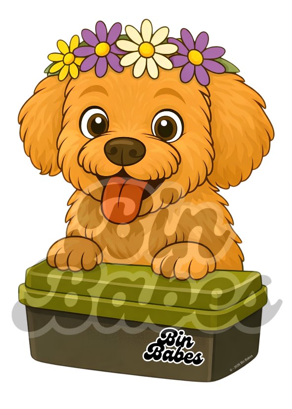 Cavoodle - Green Bin Sticker - Choose Your Coat Colour