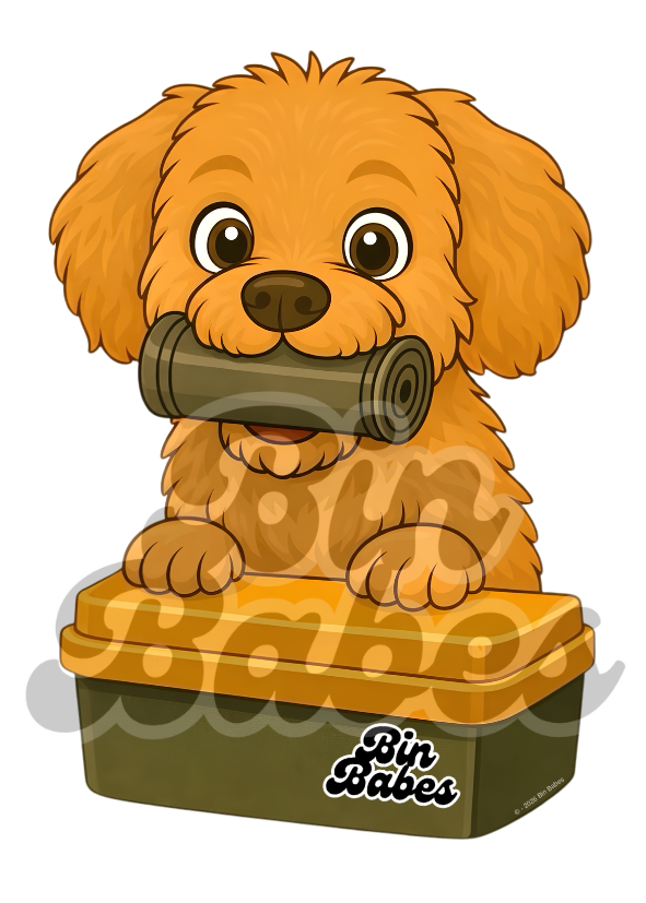 Cavoodle - Yellow Bin Sticker - Choose Your Coat Colour