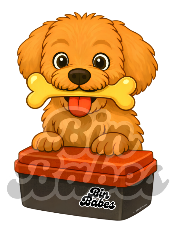 Cavoodle - Red Bin Sticker - Choose Your Coat Colour