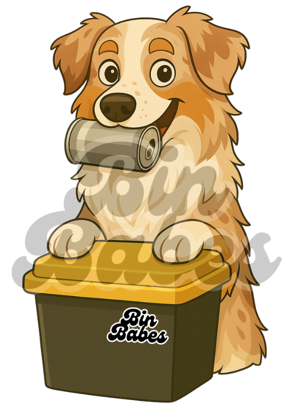 Aussie Shepherd - Yellow Bin Sticker - Choose Your Coat Colour