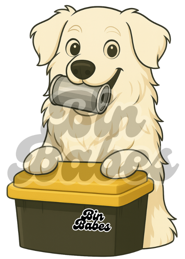 Aussie Shepherd - Yellow Bin Sticker - Choose Your Coat Colour