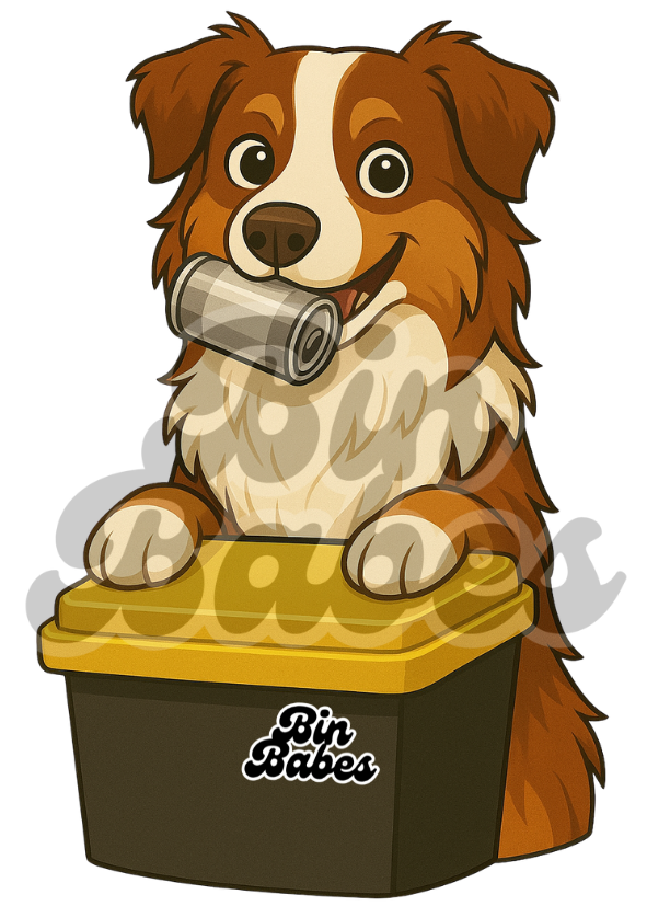 Aussie Shepherd - Yellow Bin Sticker - Choose Your Coat Colour