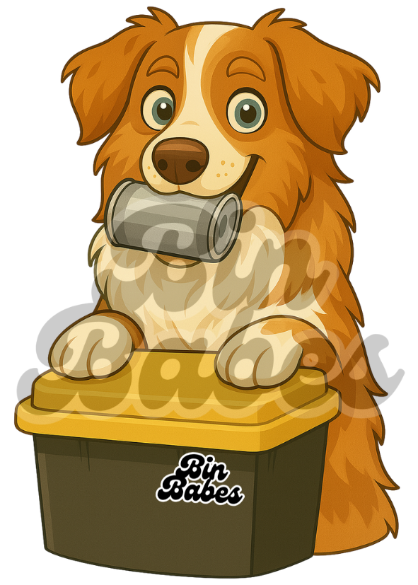 Aussie Shepherd - Yellow Bin Sticker - Choose Your Coat Colour