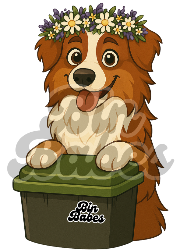 Aussie Shepherd - Green Bin Sticker - Choose Your Coat Colour