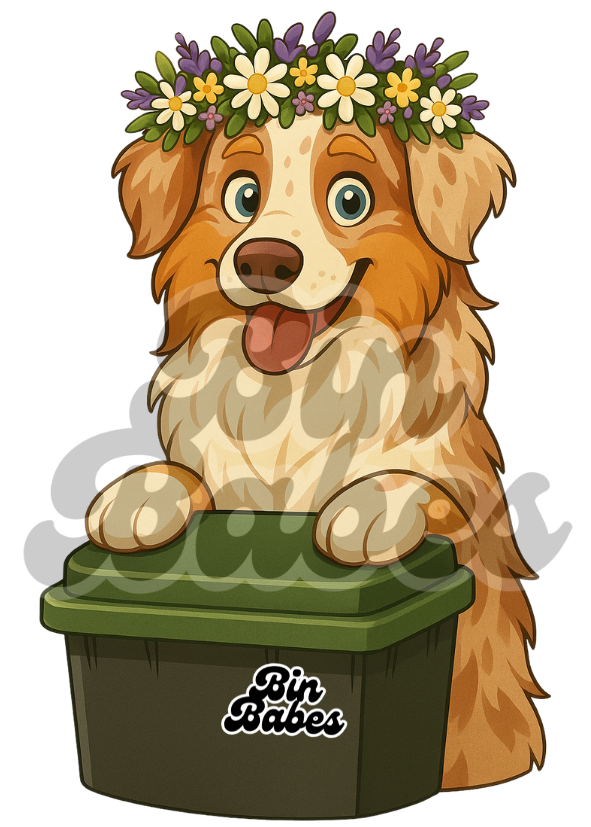 Aussie Shepherd - Green Bin Sticker - Choose Your Coat Colour