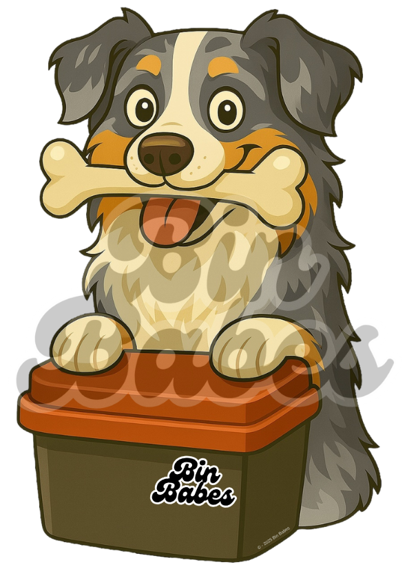 Aussie Shepherd - Red Bin Sticker - Choose Your Coat Colour