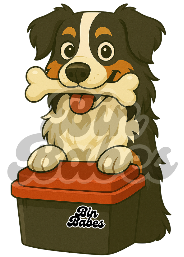 Aussie Shepherd - Red Bin Sticker - Choose Your Coat Colour