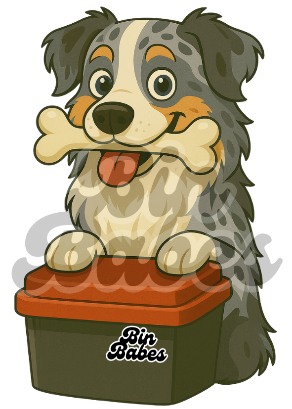 Aussie Shepherd - Red Bin Sticker - Choose Your Coat Colour