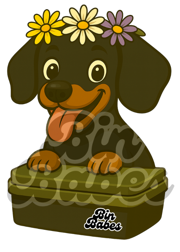 Dachshund - Green Bin Sticker - Choose Your Coat