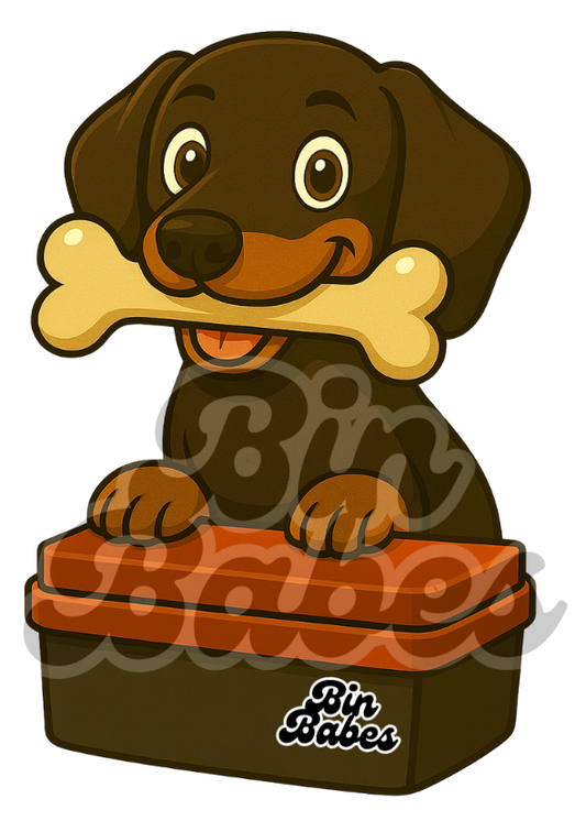 Dachshund - Red Bin Sticker - Choose Your Coat