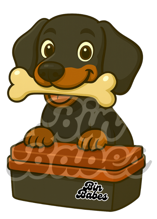 Dachshund - Red Bin Sticker - Choose Your Coat
