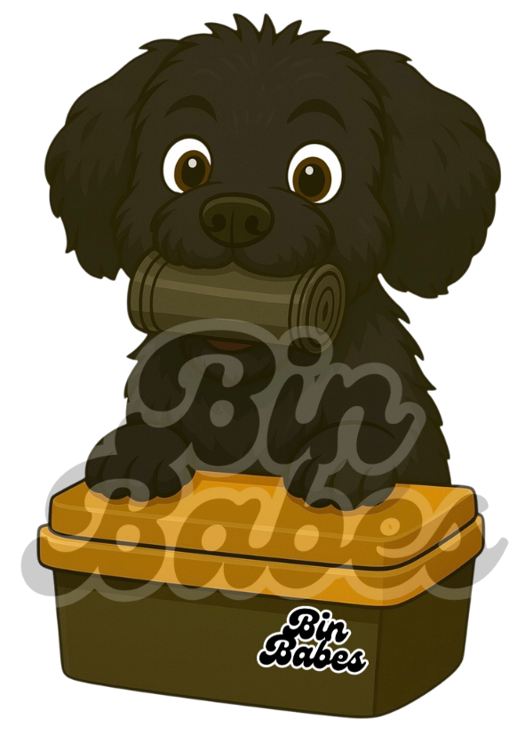 Cavoodle - Yellow Bin Sticker - Choose Your Coat Colour