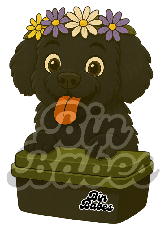 Cavoodle - Green Bin Sticker - Choose Your Coat Colour