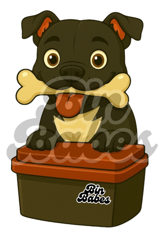 Staffy - Red Bin Sticker - Choose Your Coat Colour