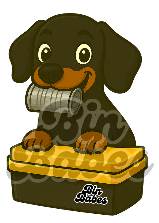 Dachshund - Yellow Bin Sticker - Choose Your Coat