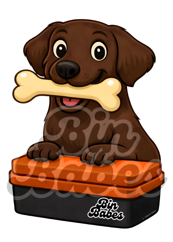Labrador - Red Bin Sticker - Choose Your Coat Colour